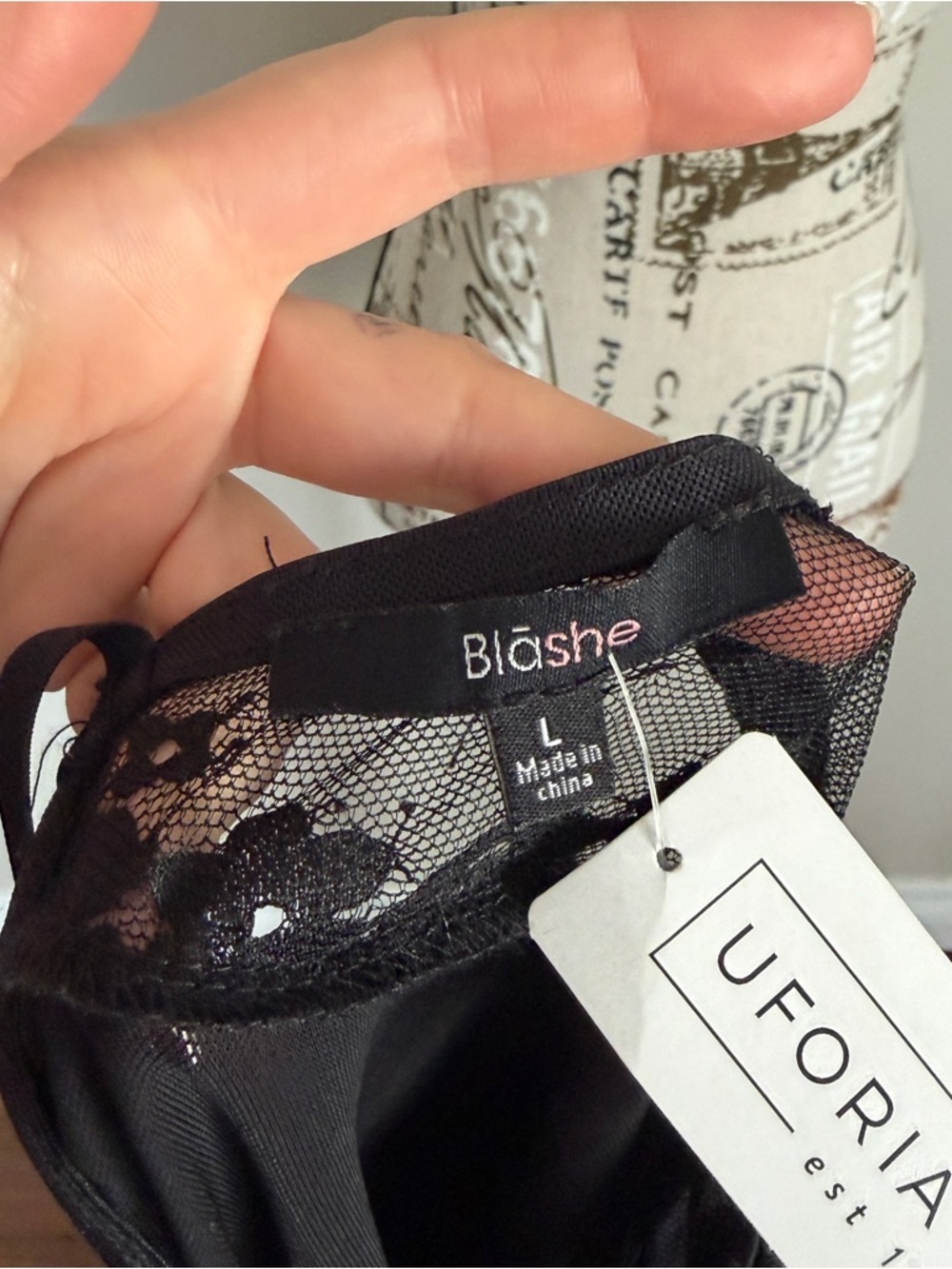 Blashe black lace semi sheer lingerie bodysuit NWT - Picture 7 of 12
